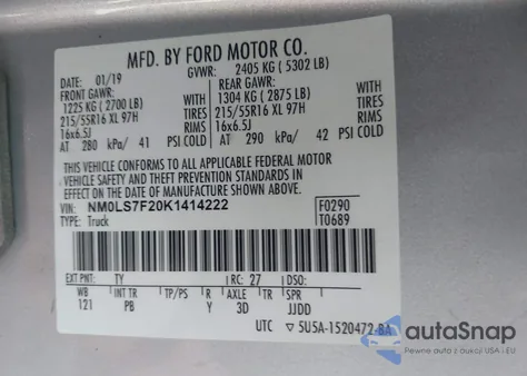 2019 Ford Transit Connect Xlt from USA, damaged, VIN NM0LS7F20K1414222